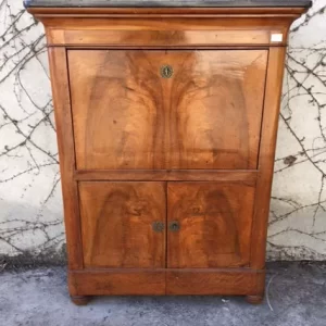 Secretaire Carlo X - Epoca 1800 in noce e marmo nero del Belgio
