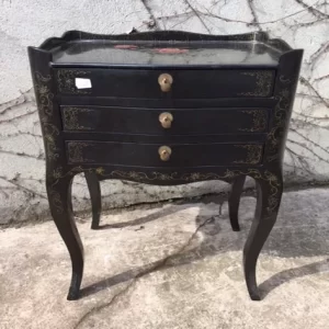 Comodino orientale in legno laccato e dipinto - Epoca 1900