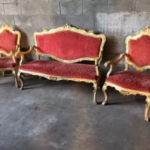 Poltrona e Divano Luigi XV - Epoca fine '800 in Lacca Veneziana