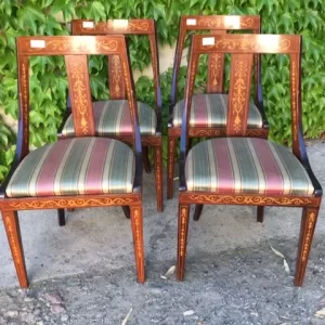 Set di 4 Sedie "Gondolle" in Mogano Intarsiate - Primi '900