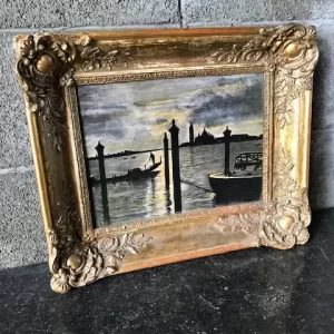 Dipinto ad Olio su Tavola - Epoca primo '900 "Laguna di Venezia"