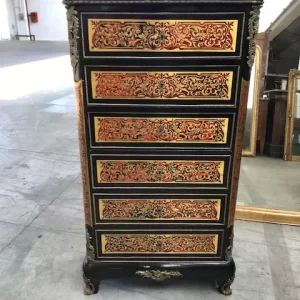 Secretaire Boulle - II metà '800 in legno intarsiato con bronzi