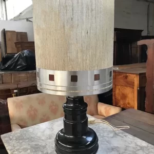 Lampada Anni '50 con base in ceramica nera