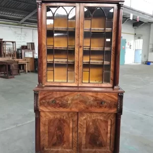Libreria Antica in Mogano e Piuma di Mogano - Epoca 1800