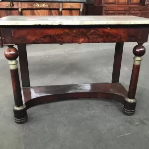 Consolle stile Impero Mogano Piuma di Mogano piano Marmo - Epoca '800