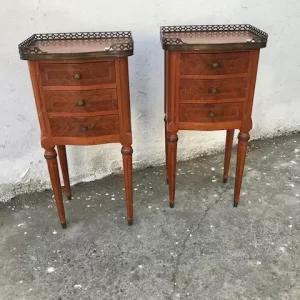 Coppia di Comodini in mogano con intarsi - Epoca 1900-1950