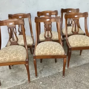 Set di 6 Sedie Gondolle in Noce - Epoca '800 con Cigni Scolpiti