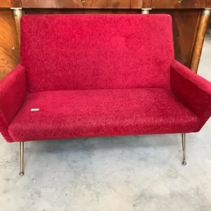 Divano Vintage a 2 posti - Anni '70 in velluto rosso