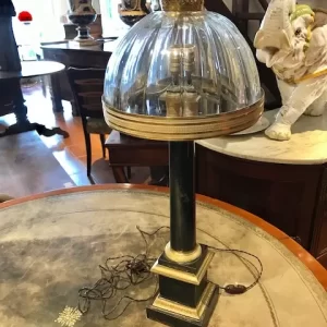 Lampada da Tavolo stile Impero in Bronzo e Vetro - Epoca II metà '800