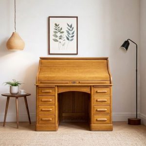 Scrittoio a Rullo in Rovere – Epoca '50, Stile Americano