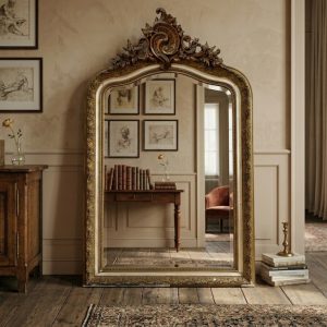 Specchiera Luigi Filippo fine '800 in legno dorato e argentato