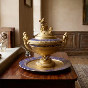 Centrotavola Impero Porcellana Dipinta e Dorata - Epoca II metà '800