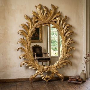 Specchiera Anni '50 in Legno e Pastiglia Dorata