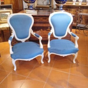 Coppia di Poltrone Luigi Filippo in Noce - Epoca '800