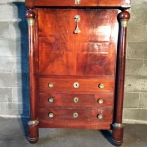 Secretaire Impero in Noce dell'800 con Piano in Marmo Nero