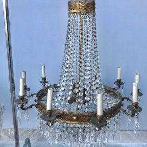 Lampadario a Mongolfiera - Epoca '900 in Bronzo Dorato