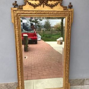 Specchiera Luigi XVI con Cimasa in Legno Dorato - Epoca II metà '800