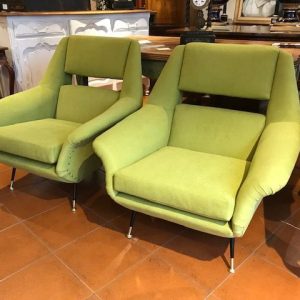 Coppia di Poltrone Gigi Radice - Anni '50 Verde Acido