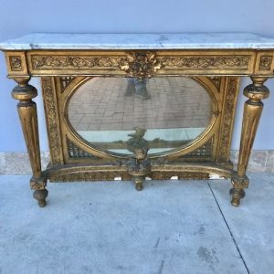 Consolle Neoclassica Epoca '800 in legno dorato e marmo