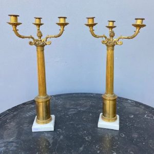 Coppia di Candelabri in Bronzo Dorato - Epoca '800