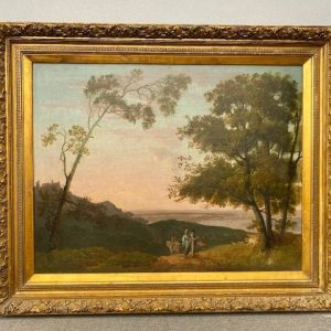 Dipinto ad Olio su Tela – II metà '800 Paesaggio con Viandanti