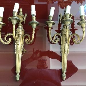 Coppia di Applique Luigi XVI in Bronzo Dorato