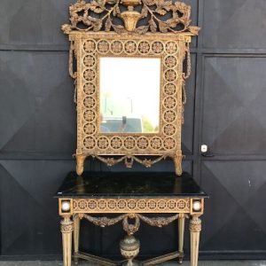 Consolle Luigi XVI Specchiera Legno intagliato e Dorato - Epoca 1780