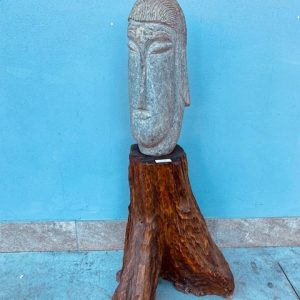 Scultura in Pietra - Epoca XX secolo, Viso di Donna stile Modigliani