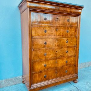 Settimanale Carlo X in Noce con piano in marmo bardiglio - Epoca '800